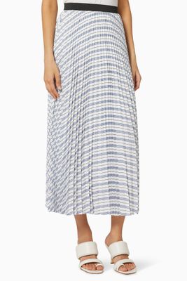Elasticated Pleated Skirt with Stripes Elasticated Pleated Skirt with Stripes