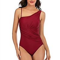Women's One Piece Monokini Swimsuit High Waist Push Up Open Back Solid Color Black Red Wine Army Green Navy Blue Swimwear Padded Strap Bathing Suits New Casual Fashion  Classic  Cross Lightinthebox - thumbnail