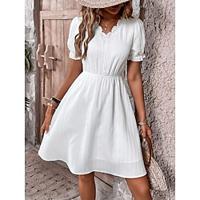 Women's Casual Dress White Lace Dress with Sleeves Mini Dress Lace Casual Crew Neck Half Sleeve White Color Lightinthebox