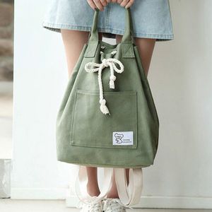 Women Canvas Multifunction Backpack String Bucket Bags