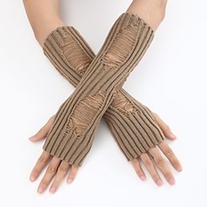 Women's Fingerless Gloves Warm Winter Gloves Daily Holiday Solid  Plain Color Knit Retro Casual Warm 1 Pair Lightinthebox