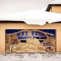 Christmas Outdoor Garage Door Cover Xmas Banner Nativity Atmosphere Large Christmas Backdrop Decoration Deer Door Cover Decoration for Christmas Holiday Outdoor Garage Door Home Wall Decorations miniinthebox - thumbnail