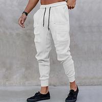 Men's Sweatpants Joggers Trousers Drawstring Elastic Waist Elastic Cuff Plain Comfort Sports Outdoor Daily Cotton Blend Fashion Casual Black White Micro-elastic Lightinthebox