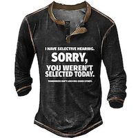 Graphic Letter Patchwork Daily Casual Vintage Retro Men's 3D Print Henley Shirt Casual Holiday Going out T shirt Black Navy Blue Army Green Long Sleeve Henley Shirt Spring   Fall Clothing Apparel S Lightinthebox - thumbnail