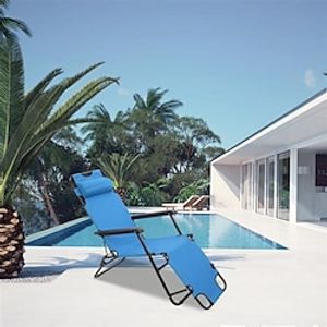 Outdoor Folding Chaise Lounge Chair, Adjustable Camping Recliner Chair with Face Hole, Removable Pillow, Sunbathing Headrest and Tray, Foldable Beach Bed Cot for Backyard Patio Pool Lightinthebox