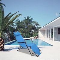 Outdoor Folding Chaise Lounge Chair, Adjustable Camping Recliner Chair with Face Hole, Removable Pillow, Sunbathing Headrest and Tray, Foldable Beach Bed Cot for Backyard Patio Pool Lightinthebox - thumbnail