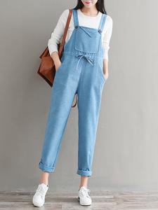 Casual Strap Pocket Corduroy Jumpsuit