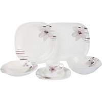 Royalford Opal Hard Square Dinner Set, White, 97 Pieces- RF9759