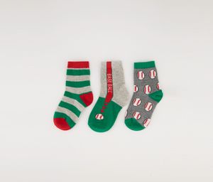 3-Pairs Socks  Green/Grey