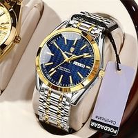 POEDAGAR Brand Men Quartz Watch Luxury Large Dial Fashion Business Luminous Calendar Waterproof Stainless Steel Strap Watch Lightinthebox