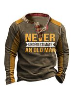 Never Underestimate An Old Man Men's Colorblock Henley Collar Sweatshirt