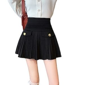 Women's Skirt Mini Woolen Black Skirts Pleated Basic Casual Daily S M L Lightinthebox