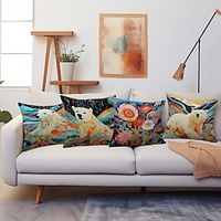 Colorful Polar Bear Double Side Pillow Cover 1PC Soft Decorative Square Cushion Case Pillowcase for Bedroom Livingroom Sofa Couch Chair miniinthebox - thumbnail