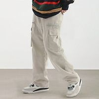 Men's Cargo Pants Casual Pants Button Multi Pocket Straight Leg Plain Comfort Wearable Casual Daily Holiday Sports Fashion Black Light Green Lightinthebox - thumbnail