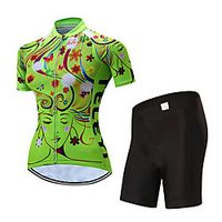 21Grams Women's Short Sleeve Cycling Jersey with Shorts Summer Polyester Yellow Red Blue Stripes Floral Botanical Bike Clothing Suit UV Resistant 3D Pad Quick Dry Moisture Wicking Breathable Sports miniinthebox - thumbnail
