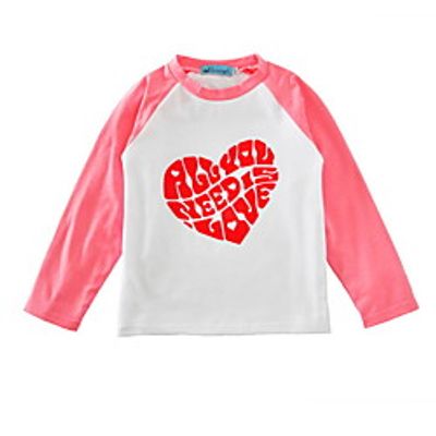 Kids Unisex Valentines T shirt Long Sleeve Pink Black Heart Color Block Letter Patchwork Indoor Outdoor Active Basic 3-6 Years Lightinthebox