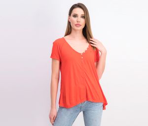 Womens A-Line Henley Tops  Red