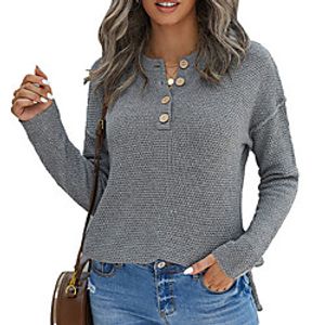 Women's Sweater Knitted Solid Color Stylish Long Sleeve Sweater Cardigans V Neck Fall Winter Black breasted Red breasted Green breasted miniinthebox