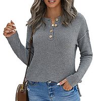 Women's Sweater Knitted Solid Color Stylish Long Sleeve Sweater Cardigans V Neck Fall Winter Black breasted Red breasted Green breasted miniinthebox - thumbnail