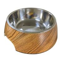 Nutrapet Applique Melamine Round Pet Bowl - Dk Wooden - Medium - 350/11.8 ml/oz (17.5 x 6.5 cm)