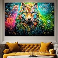 Animals Wall Art Canvas Colorful Wolf Prints and Posters Pictures Decorative Fabric Painting For Living Room Pictures No Frame miniinthebox