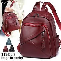 Women's Backpack School Bag Bookbag Mini Backpack Commuter Backpack School Outdoor Daily Solid Color PU Leather Large Capacity Durable Rivet Zipper Black Red Blue miniinthebox