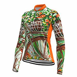 21Grams Women's Long Sleeve Cycling Jersey Spandex Polyester Green 3D Floral Botanical Funny Bike Top Mountain Bike MTB Road Bike Cycling Quick Dry Moisture Wicking Breathable Sports Clothing Apparel miniinthebox
