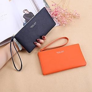 Men's Women's Clutch Wallet Coin Purse Wristlet Credit Card Holder Wallet PU Leather Shopping Daily Zipper Waterproof Lightweight Durable Solid Color Black Light Pink Yellow miniinthebox