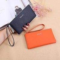 Men's Women's Clutch Wallet Coin Purse Wristlet Credit Card Holder Wallet PU Leather Shopping Daily Zipper Waterproof Lightweight Durable Solid Color Black Light Pink Yellow miniinthebox - thumbnail