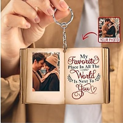 Couple My Favorite Place Is Next To You Personalized Acrylic Keychain Upload Couple's Image Lightinthebox