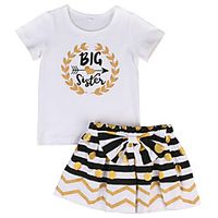 Kids Girls' Clothing Set Short Sleeve White Letter Bow Print Active Regular 2-6 Years Lightinthebox - thumbnail