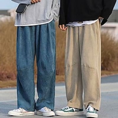 Men's Corduroy Pants Trousers Casual Pants Pocket Plain Comfort Breathable Outdoor Daily Going out Corduroy Fashion Casual Black Blue Lightinthebox