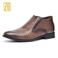 Z6 Men Crocodile Pattern Pointed Toe Business Casual Boots