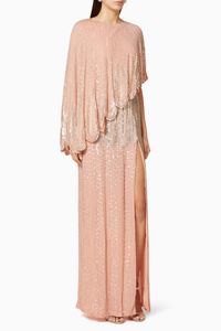 Sequin Bead Georgette Tulle Maxi Dress