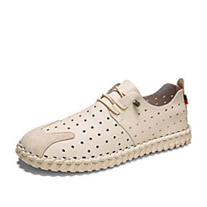 Men's Sneakers Comfort Shoes Hand Stitching Casual Classic Daily Office  Career Nappa Leather Breathable Handmade Non-slipping White Black Beige Spring Summer Lightinthebox