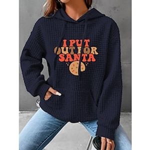 Christmas Sweatshirt Women's Pullover Graphic Letter Christmas Casual Christmas Pocket Black White Pink Casual Hoodie Long Sleeve Micro-elastic Fall  Winter Lightinthebox