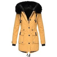 Women's Parka Fleece Lined Puffer Jacket Thicken Winter Coat Windproof Thermal Warm Heated Coat Zipper Drawstring Hoodie Outerwear Long Sleeve Lightinthebox - thumbnail