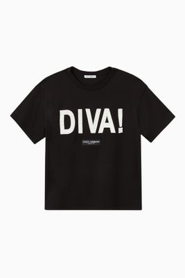 Diva Patch Logo T-shirt in Cotton Diva Patch Logo T-shirt in Cotton