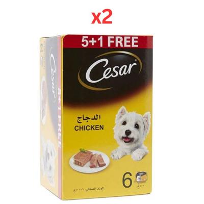 Cesar Chicken 5+1 FREE Promo Pack Wet Dog Food 6X100G (Pack of 2)