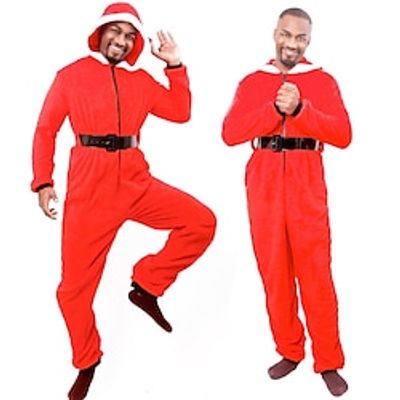 Santa Claus Santa Suits Men's Women's Cosplay Costume Christmas Christmas Masquerade Christmas Eve Adults' Party Christmas Polyester Belt Onesie Lightinthebox