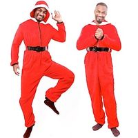 Santa Claus Santa Suits Men's Women's Cosplay Costume Christmas Christmas Masquerade Christmas Eve Adults' Party Christmas Polyester Belt Onesie Lightinthebox - thumbnail
