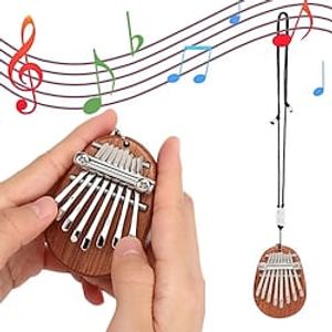 Mini Kalimba Thumb Piano, Solid Wood 8 Keys Finger Piano, Portable Marimba Musical Thumb Piano with Lanyard, Valentines Gift for Kids Adults Beginners Lightinthebox