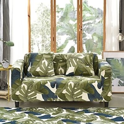 1pc Stretch Sofa Cover Slipcover Elastic Sectional Couch Armchair Loveseat 1 or 2 Seater Shape Plants Floral High Elasticity Four Seasons Universal Super Soft Fabric with Two Pillowcases Lightinthebox