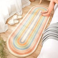 Floor Mat, Oval Strip, Bedside Carpet, Household Minimalist Living Room, Bedroom, Room, Thickened Cashmere Bed Front Foot Mat miniinthebox - thumbnail