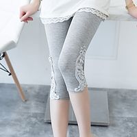 Women's Leggings Black White ash-colored Fashion Casual Daily Casual Daily Lace Capris Tummy Control Solid Colored L XL XXL 2XL 3XL Lightinthebox - thumbnail