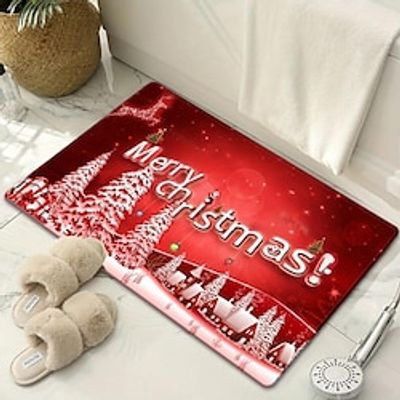 MERRY CHRISTMAS Kitchen Rug Bedroom Runner Kitchen Carpet For Floor 3D Printed Christmas Living Room Bath Entrance Doormat Bedroom Hallway Decoration Rug Christmas Xmas Decorations miniinthebox