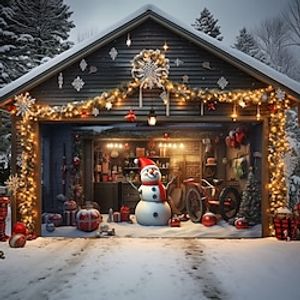 Christmas Outdoor Garage Door Cover Snowman Xmas Door Banner Party Large Door Mural Christmas Backdrop Decoration for Holiday Home Wall Decorations miniinthebox