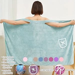 Off Shoulder Wearable Bath Towel Wrap Women Oversized Water Absorbent Beach Spa Gym Bathrobes Slip Dress Bathroom Towel Bathing Shower Cover Up Tube Dress Nightwear Sleepdress Sleeping Robe miniinthebox