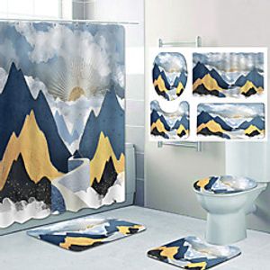 Beautiful Mountains Pattern Printing Bathroom Shower Curtain Leisure Toilet Four-Piece Design Lightinthebox
