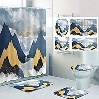Beautiful Mountains Pattern Printing Bathroom Shower Curtain Leisure Toilet Four-Piece Design Lightinthebox - thumbnail